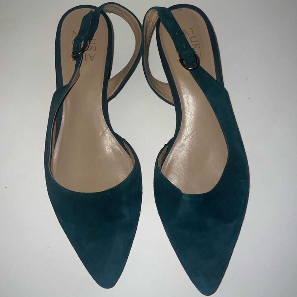 Teal Suede Slingback Dress Pump